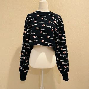 Champion Cropped Sweatshirt Navy Blue